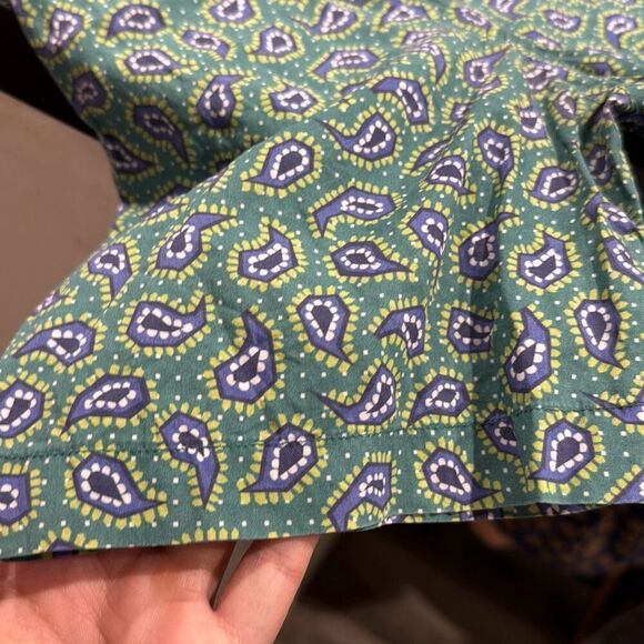 Liberty of London Green Paisley Geo Print Short Sleeve Button Down Tee Size 16 - Picture 5 of 6